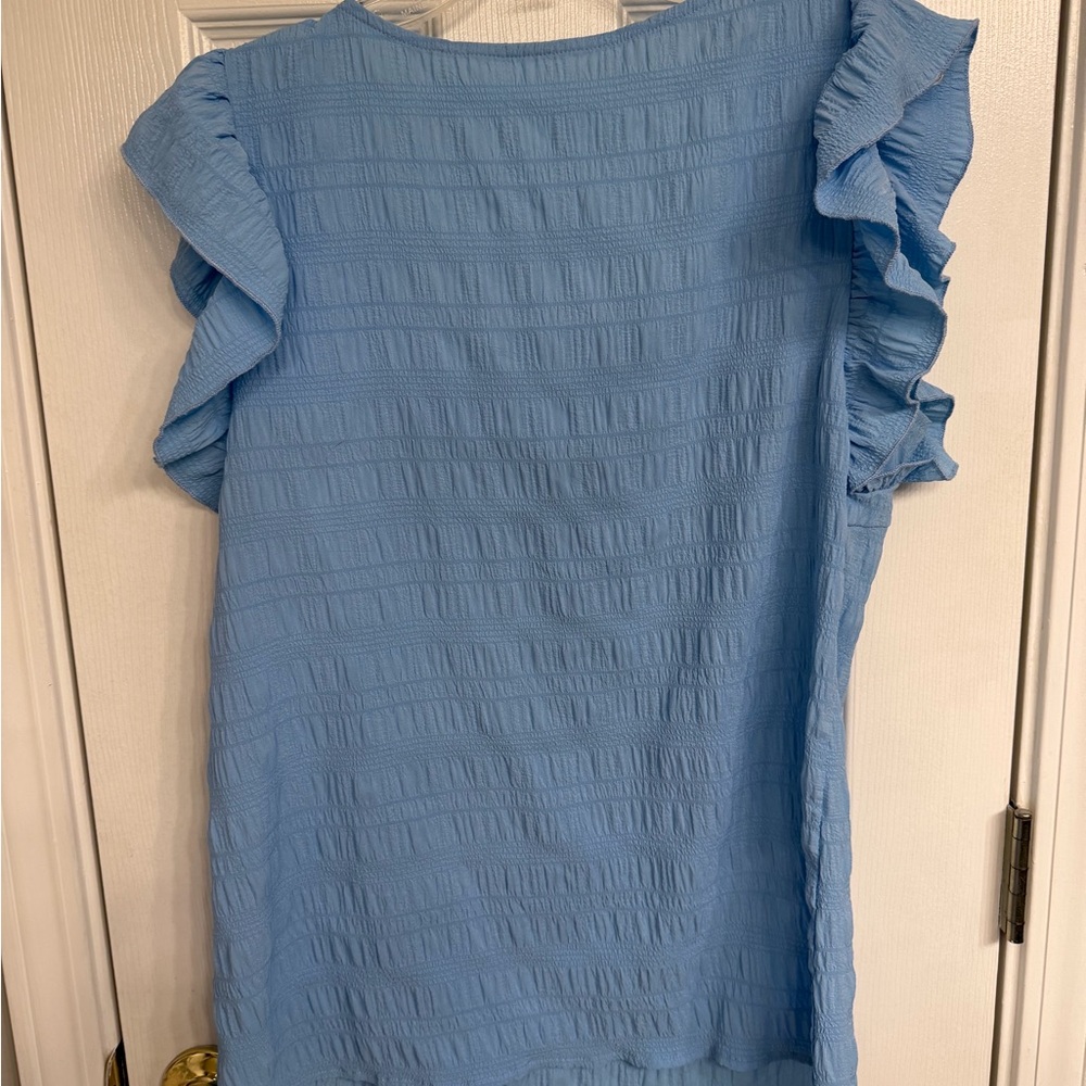 Blue Ruffled Square Neck Top - Picture 3 of 3